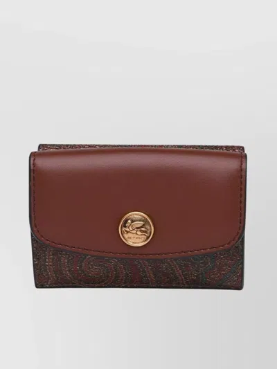 Etro 'paisley' Cotton Blend Wallet In Brown