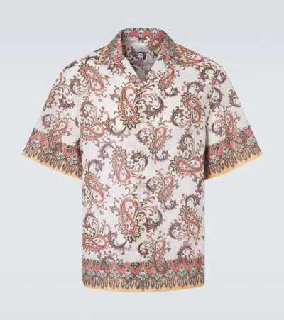 Etro Paisley Cotton Bowling Shirt In Multi