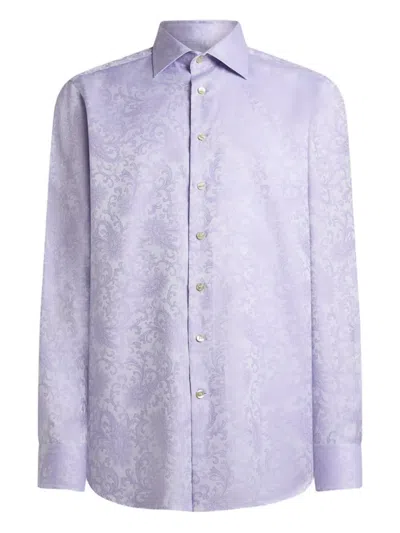 Etro Paisley Cotton Jacquard Shirt In Brown
