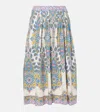 Etro Paisley Print Cotton Midi Skirt In Multicoloured