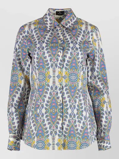 Etro Paisley-print Slim-fit Cotton Poplin Shirt With Stretch In Multi