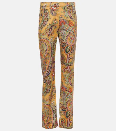 Etro Paisley Cotton Twill Straight Pants In Multicoloured