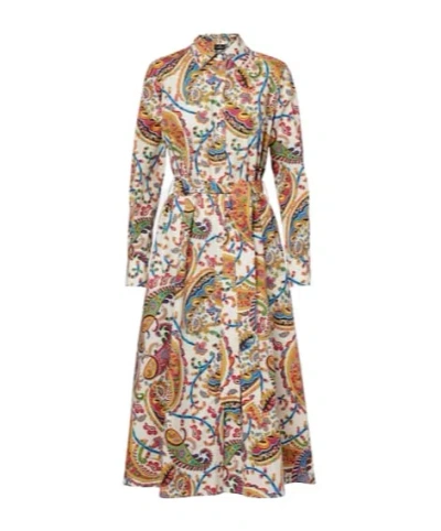 Etro Belted Paisley-print Cotton-voile Midi Shirt Dress In Multi