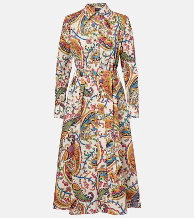 Etro Belted Paisley-print Cotton-voile Midi Shirt Dress In Multi