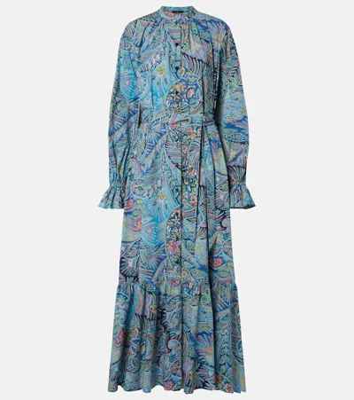 Etro Paisley Print Cotton-blend Shirt Dress In Blue