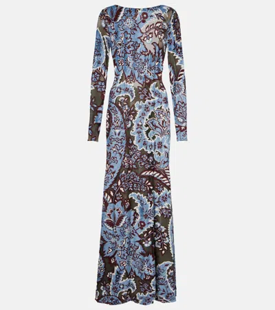 ETRO PAISLEY CRÊPE JERSEY MAXI DRESS