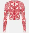 Etro Two-tone Cropped Cardigan In Burgundy