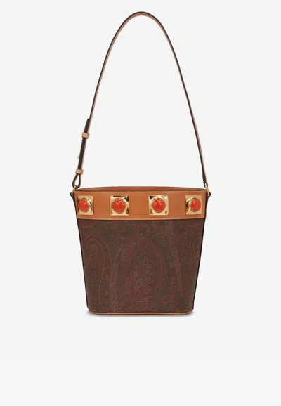 Etro Paisley Crown Me Bucket Bag In Multicolor