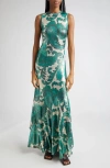 Etro Laminated Jersey Dress With Paisley Print Women In Green