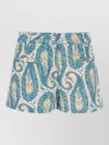 Etro Paisley Denim Shorts Belt Loops Pockets In Blue
