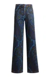 Etro Paisley Denim Wide-leg Jeans In Blue