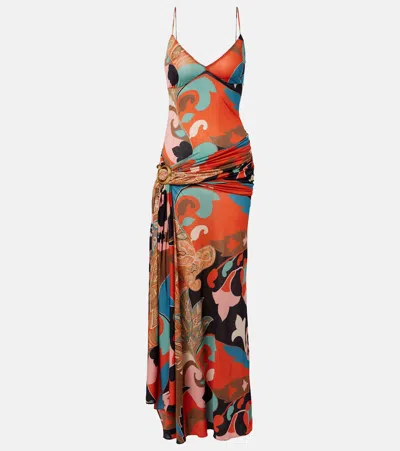 Etro Paisley Draped Gown In Multi