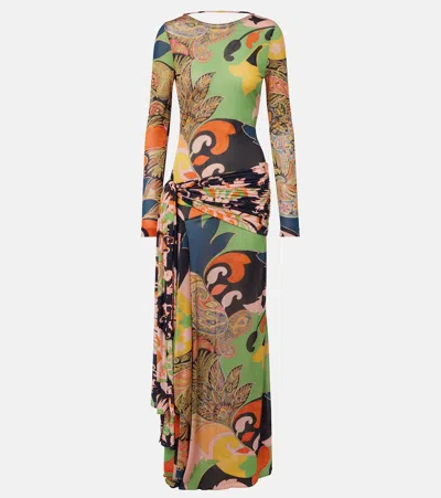 Etro Paisley Draped Gown In Multi