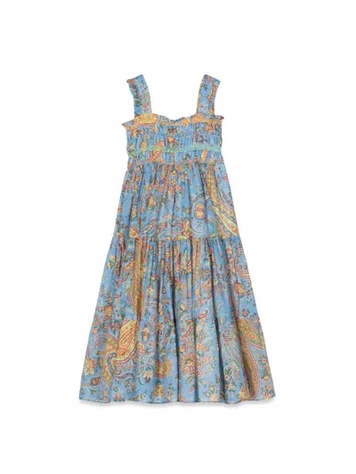 Etro Kids' Paisley-print Cotton Dress In Blue
