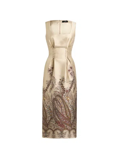Etro Paisley Dress In Neutral