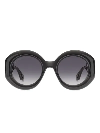Etro Paisley-embellished Round Sunglasses In Black