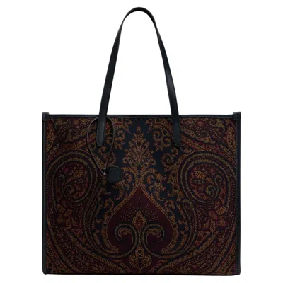 Pre-owned Etro Paisley Embroidered Canvas Tote Bag � Brown