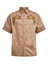 Etro Paisley-embroidered Geometric-pattern Shirt In Brown