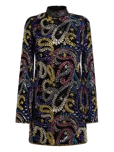 Etro Paisley-embroidered Mini Dress In Multi