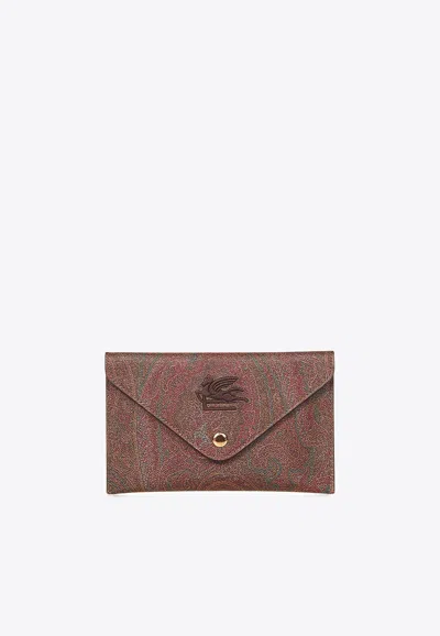 Etro Paisley Envelope Wallet In Brown