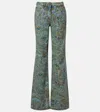 Etro Paisley-print Flared Jeans In Green