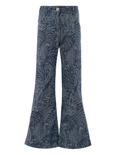 Etro Kids' Paisley Flared Jeans In Gray
