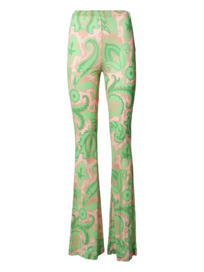 Etro Paisley Flared Trousers In Green