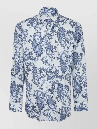 Etro Paisley Floral-print Regular-fit Shirt In Blue