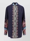 Etro Paisley Print Crepe De Chine Long-sleeved Shirt In Blue