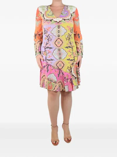 Pre-owned Etro Paisley Floral-print Dress In Orange