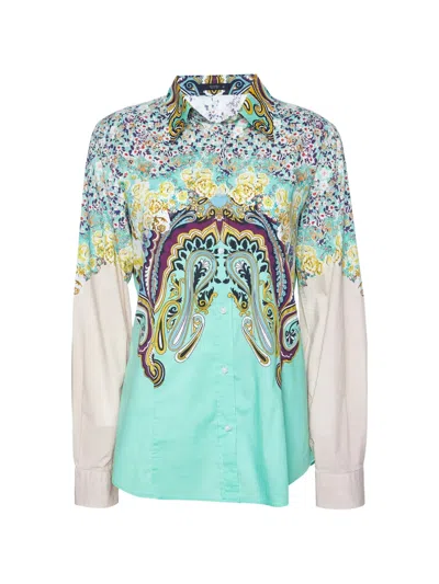 Pre-owned Etro Paisley Floral-print Shirt In Green