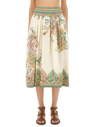 Etro Paisley Flower Skirt In White