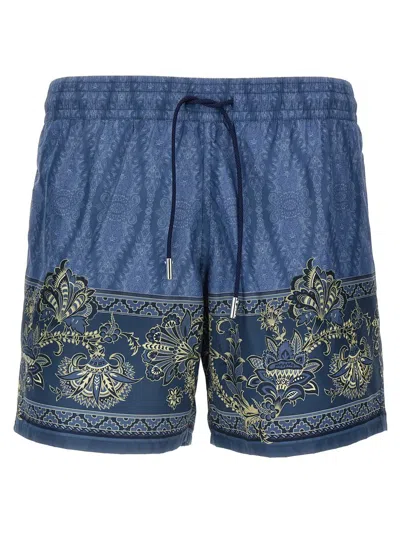 Etro Boxer Swimsuit In Azure