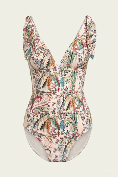 Etro Paisley Foliage Motif One-piece Swimsuit