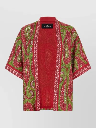 Etro Paisley Foliage Open Front Knitwear Piece In Red