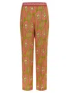 Etro Paisley Foliage Trousers Contrasting Waistband Straight Leg In Multi