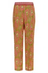 Etro Paisley Foliage Trousers Contrasting Waistband Straight Leg In Multi