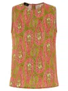 Etro Paisley Foliage Sleeveless Top Button Detail In Brown