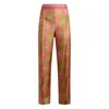 Etro Paisley Foliage Trousers Contrasting Waistband Straight Leg In Multi