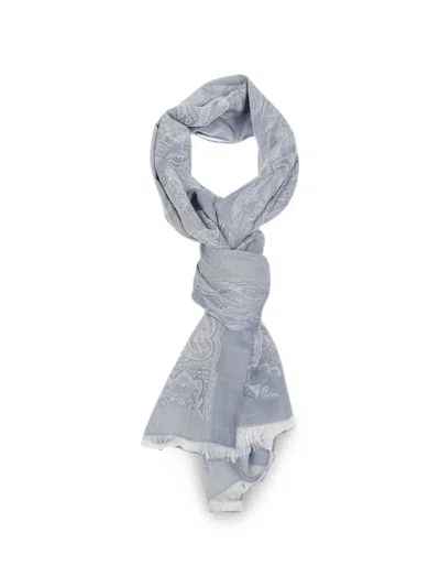 Etro Paisley Frayed Scarf In Blue