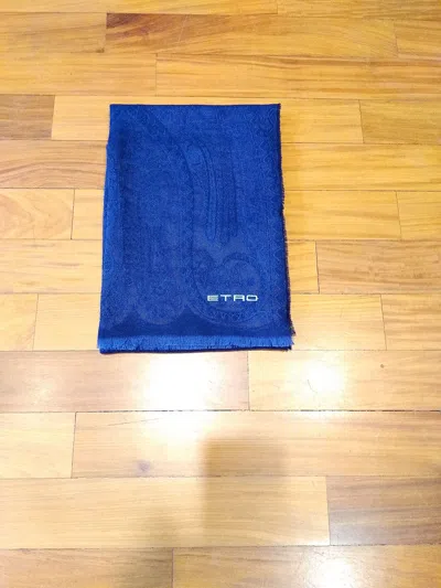 Etro Paisley Frayed Scarf In Blue
