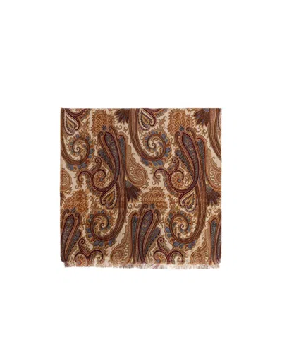 Etro Paisley Fringed Scarf In Brown