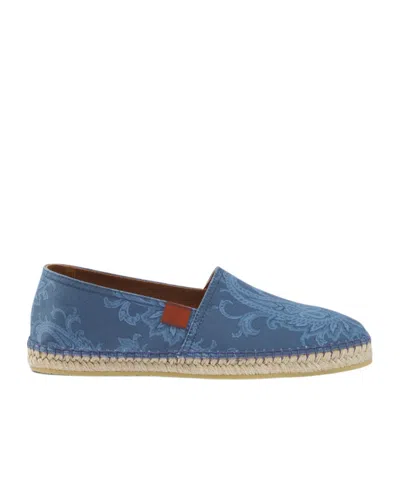 Etro Paisley Gabardine Espadrilles In Blue