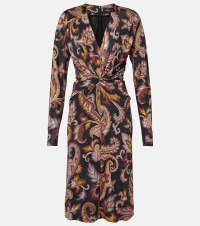 ETRO PAISLEY GATHERED MIDI DRESS