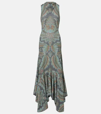 Etro Paisley Gown In Blue
