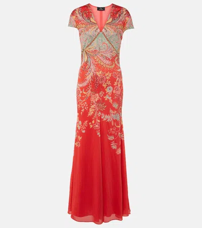Etro Paisley Gown In Red