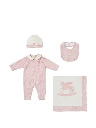 Etro Babies' Paisley Hat Bib Set (set Of Three) In Pink