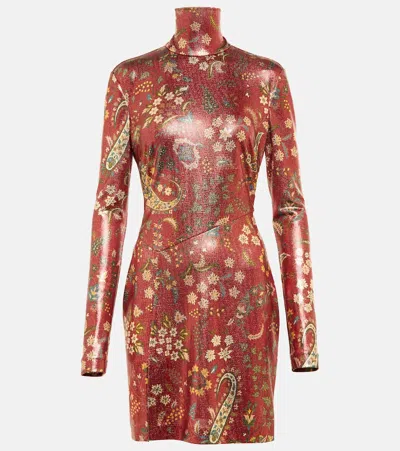 Etro Paisley High Neck Minidress In 600