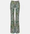 Etro Paisley Print Denim Pants In Green