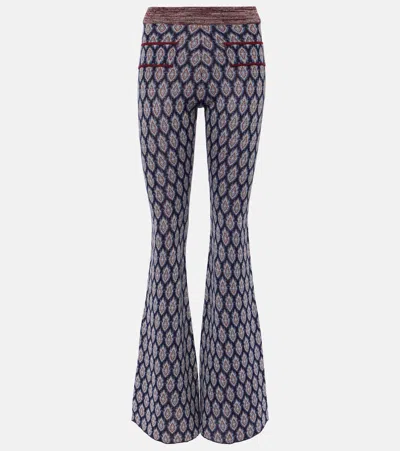 Etro Jacquard-knit Flared Pants In Multicoloured